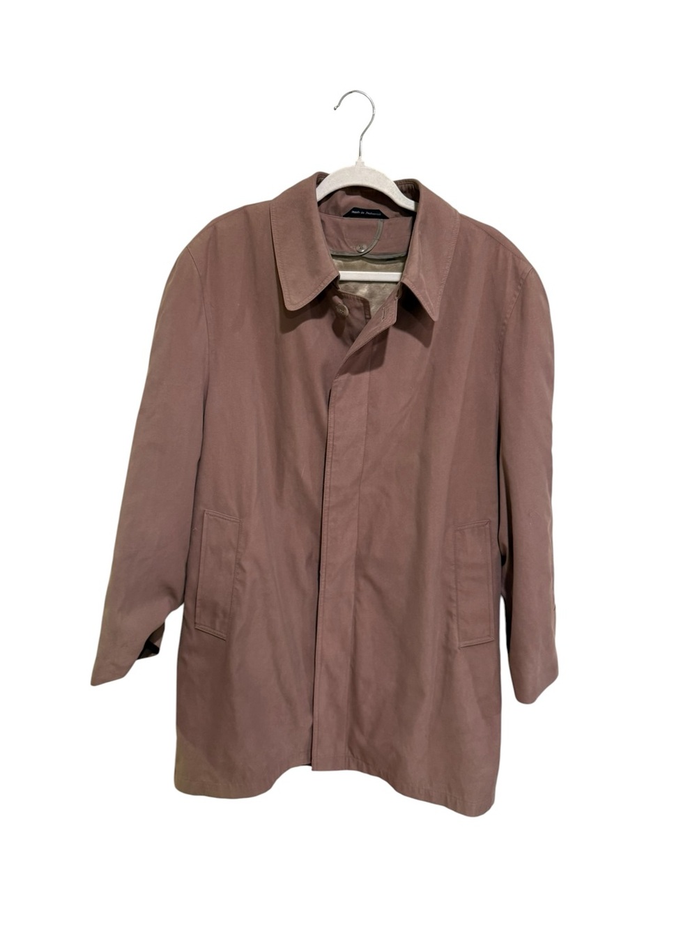 VINTAGE Men's Brown Single-Breasted Trench Coat with Wool Removable Lining